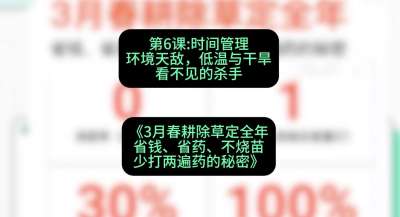 第6节：时间管理环境天敌，低温与干旱&mdash;&mdash;看不见的杀手，课程：《3月春耕除草定全年：省钱、省药、不烧苗、少打两遍药的秘密》
